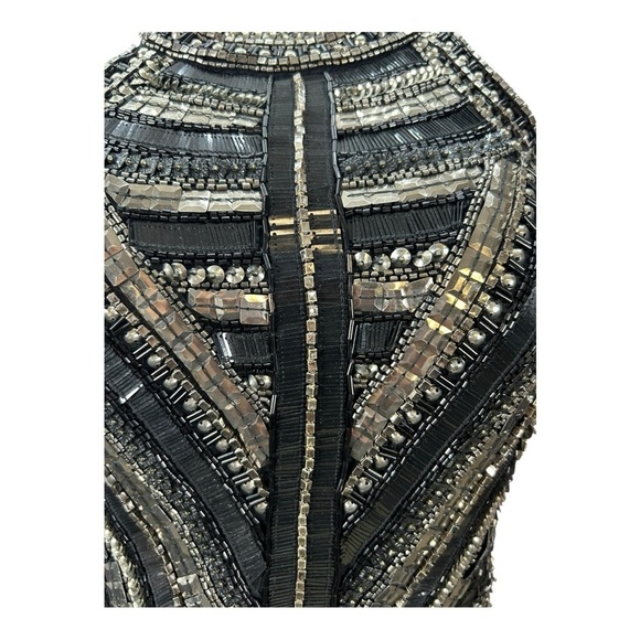 PARKER Elegant Black Beaded Halter Dress Size 2 - Picture 5 of 16